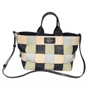 New Kate Spade ♠️ Basket Woven Leather blue woven blue green multi